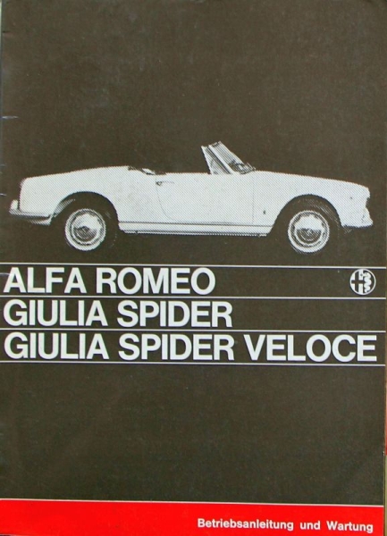 Alfa Romeo Giulia Spider Veloce 1965 Owner Manual (8512)